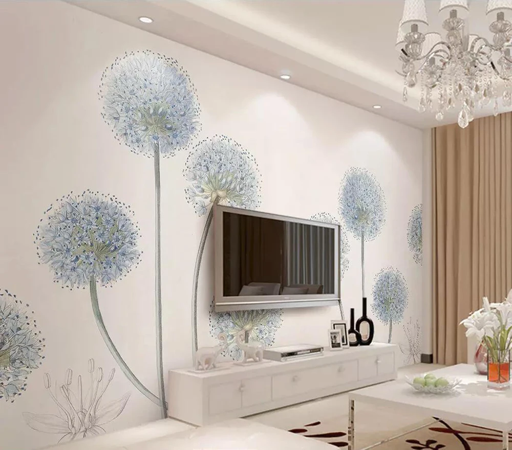 

Custom wallpaper Vivid and elegant modern simple dandelion Nordic TV background wall