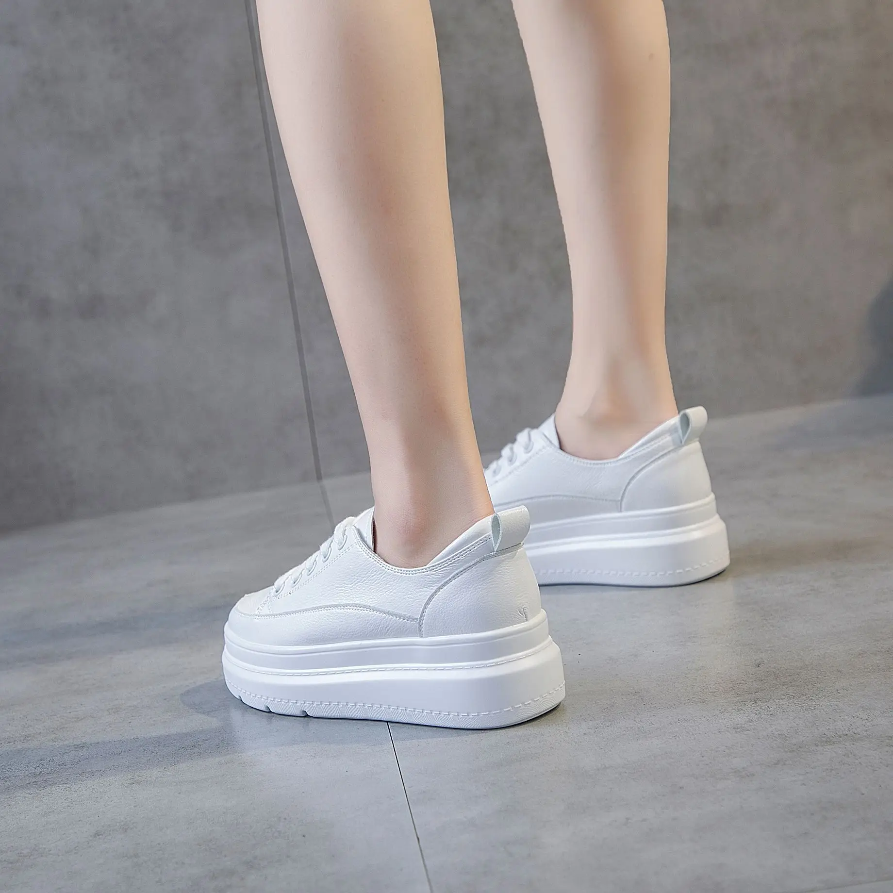 

2019 new top layer cowhide good quality white shoes women's shoes Korean version of the wild shoes JIANC
