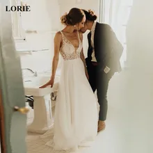 Best Price LORIE Wedding Dresses 2019 New Summer Illusion Vestido De Noiva V neck Cheap Chiffon A Line Beach Wedding Dress Custom size Best Price LORIE Wedding Dresses 2019 New Summer Illusion Vestido De Noiva V neck Cheap Chiffon A Line Beach Wedding Dress Custom size