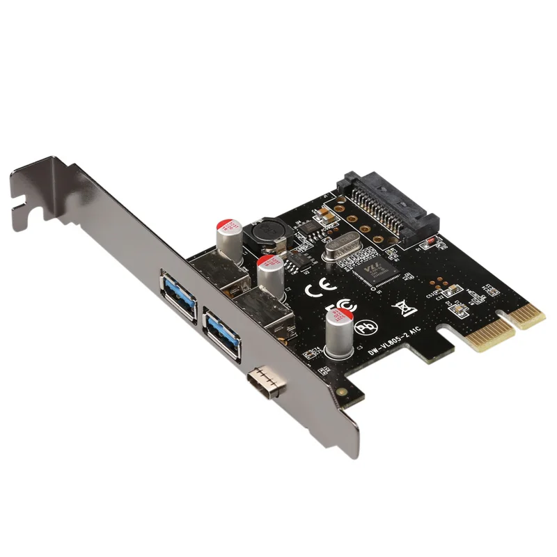 Great-Q USB 3,1 type-C+ 2 usb 3,0 type-A+ SATA 15PIN USB header PCI-e riser Card Настольный PCI Express USB3.1 usb3.0 адаптер