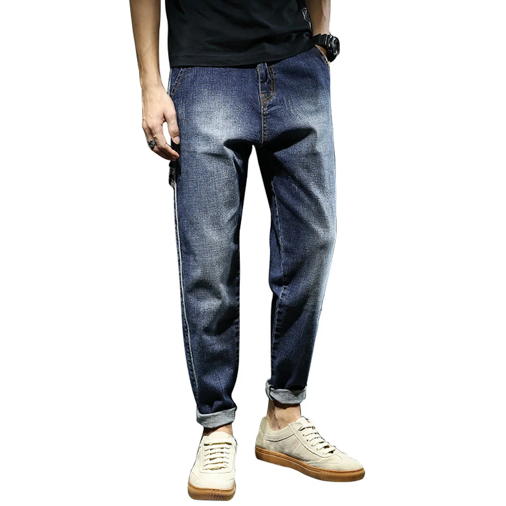 Одноцветное цвет для мужчин джинсы для женщин брюки девочек повседневные брюки средней посадки мужской классический среднего веса ретро