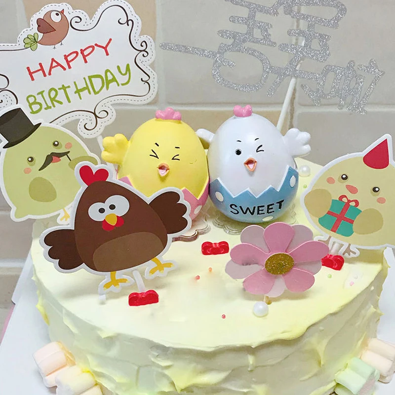 

gift birthday toy chicken cake topper toys for boys girls kids reborn baby shower cake decorating supplies chick cupcake toppers