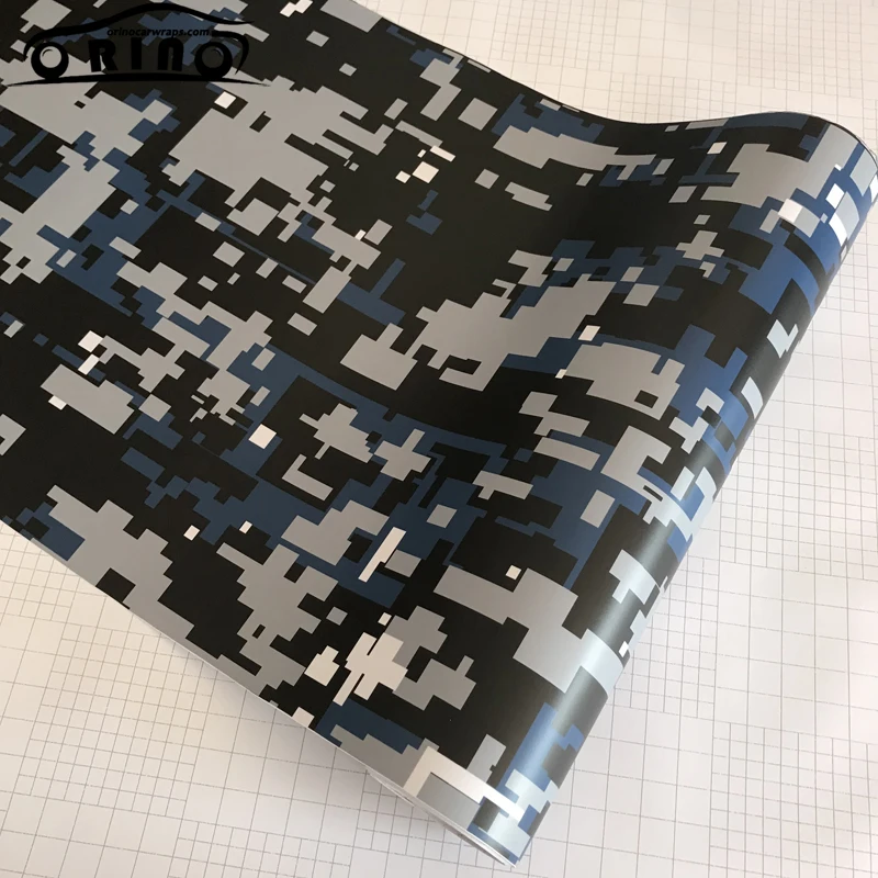 Black Blue Digital Camouflage Vinyl Film-7