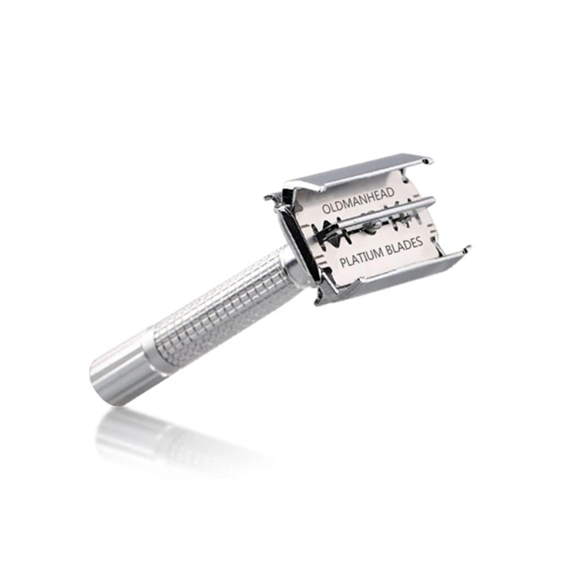 

Safety Razor Chrome Alloy Top quality with Packing Sliver Unscrew The Two-sided turret Manual Shaving razor+6pcs platinum blades