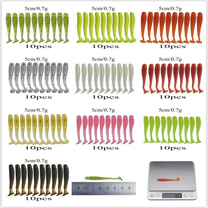 

10 pcs / lot wobbler jigging 5 cm 0.7 g fishing lure soft worms shrimp Jerkbait fish ocean Rock bait grouper soft fish smell sof