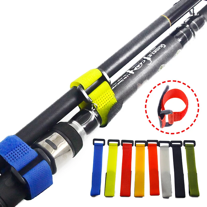 

5pcs Fishing Rods Tie Belts Nylon Reusable Fishing Rod Bundle Tie Anti-slip Strap Fixing Tool Accessories Random Color