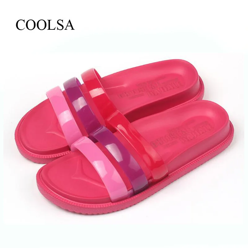 

COOLSA Women Summer Thick Soles Flat Non-slip EVA Slippers Women Striped Slides Girl's Beach Flip Flops Drop Shipping Shoes Hot