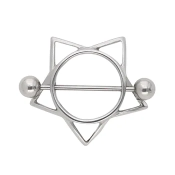 

New Arrive Body Piercing Jewellery 316 Stainless Steel Pentagon Sexy Nipple Ring for Girl Women 12pcs/lot Free Shipping