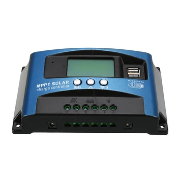 

30/40/50/60/100A MPPT Solar Charge Controller Dual USB LCD Display 12V 24V Auto Solar Cell Panel Charger Regulator With Load