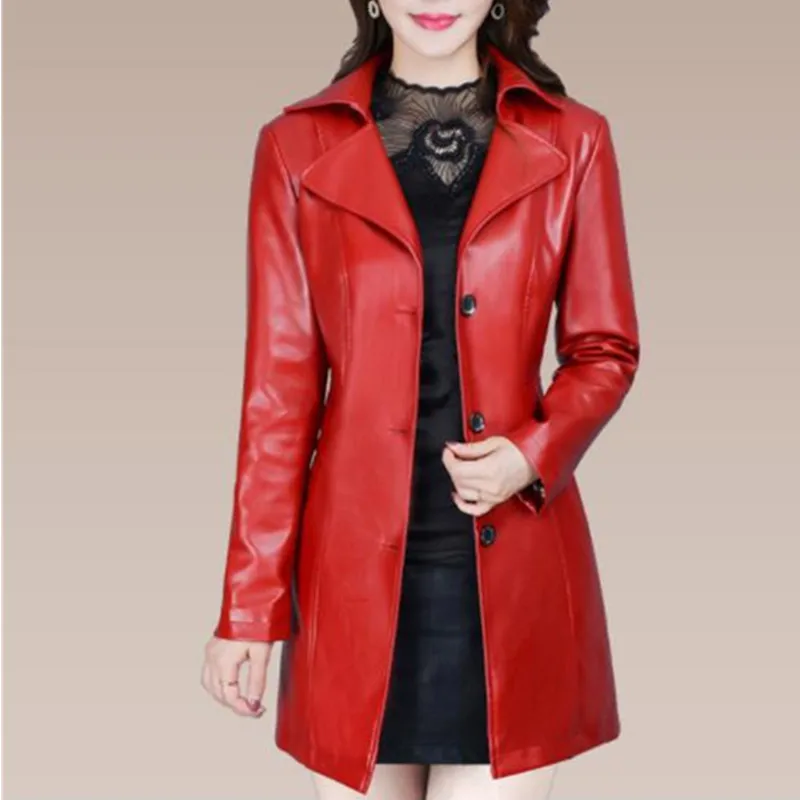 Nouveau элегантный Automne femmes Moyen длинные ПУ искусственной Veste En Cuir манто Dames фарш Moto veste