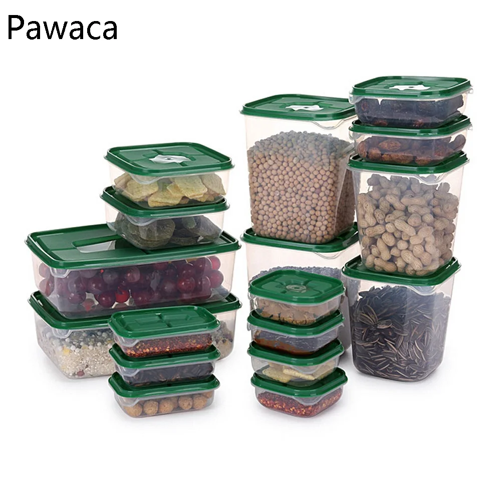 

17Pcs Plastic Transparent Food Storage Box Kitchen Food Storage Box Refrigerator Fruit Food Refrigerated Crisper Seal Box