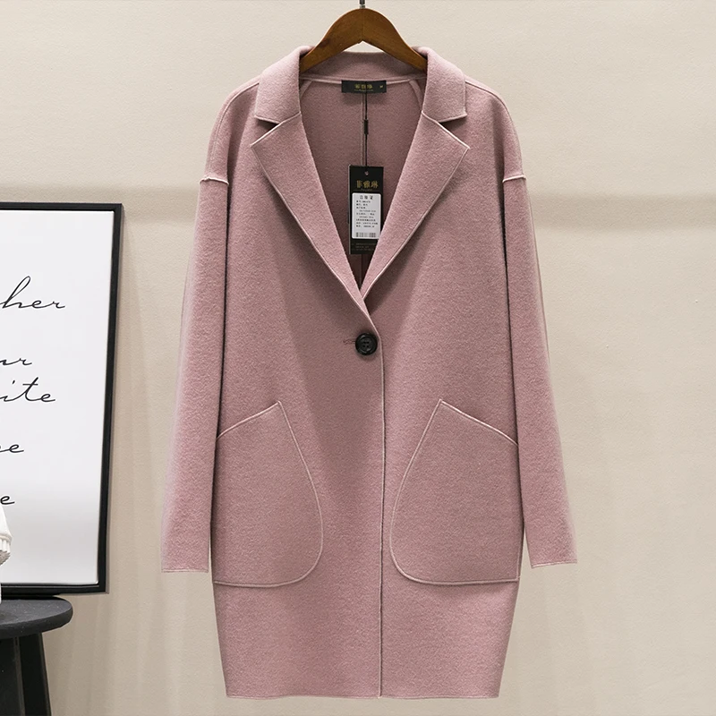Nueva moda Otoño primavera capullo forma abrigo de lana las mujeres delgada botón abrigos prendas de abrigo chaqueta de lana Tops Mw425 - 4