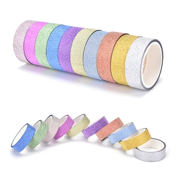 

10 Rolls/lot 3M DIY Decorative Random Color Glitter Washi Tape Sticker Paper Masking Adhesive Office School Tape Label Craft