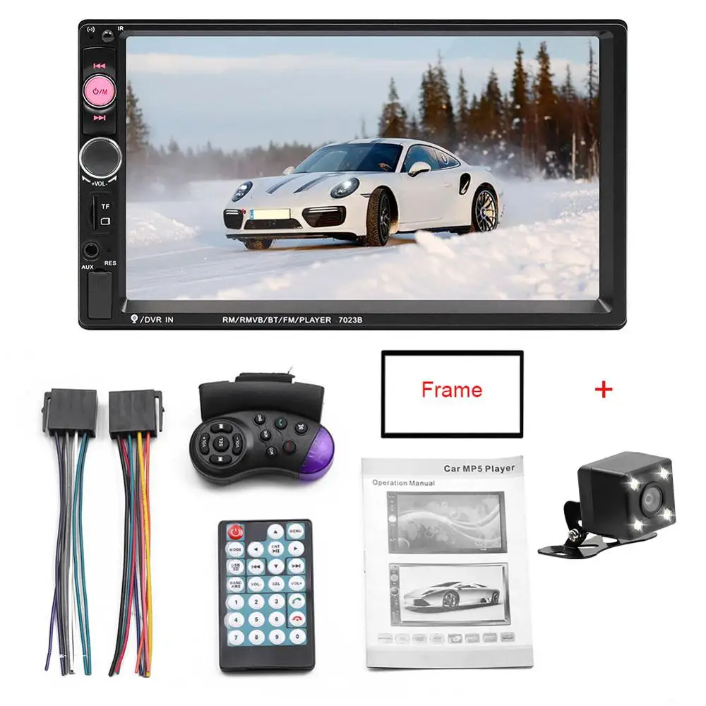 2 Din автомагнитола " HD Авторадио мультимедийный плеер 2DIN сенсорный экран Авто аудио стерео MP5 Bluetooth USB TF FM камера заднего вида - Цвет: Frame and Camera