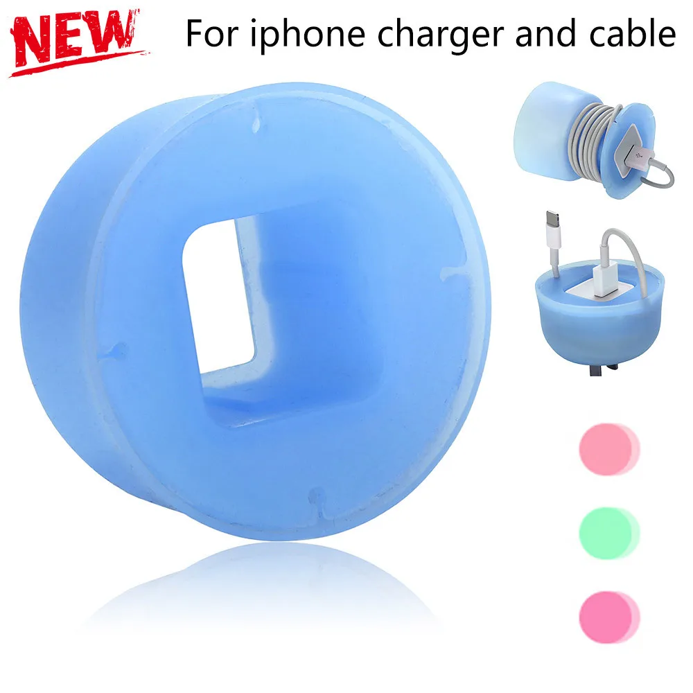 

Silicone Mini charger Holder Carrying Case Winder Cable Protector For iphone Cable Cord Wire Organizer Bobbin Winder