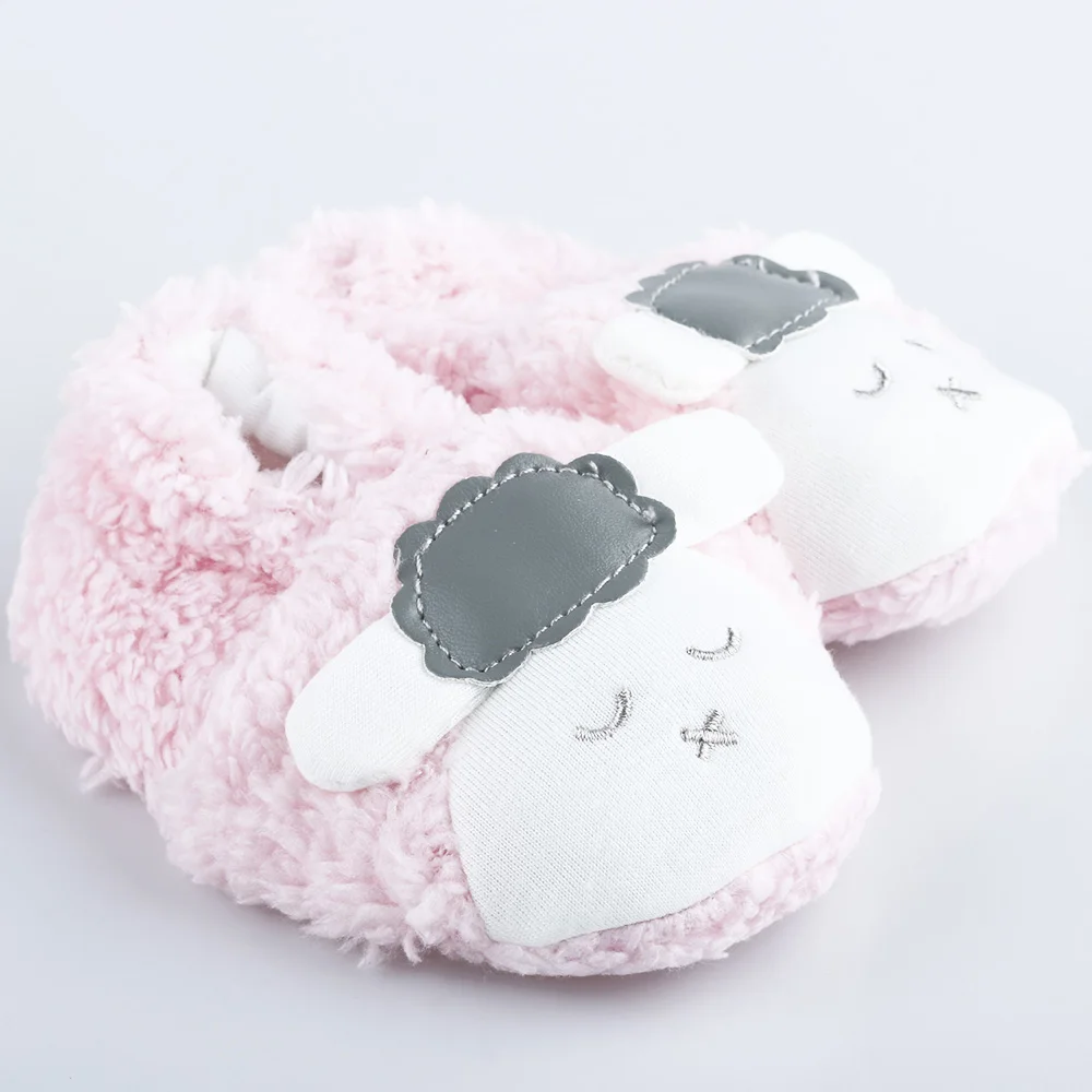 0-12M Baby Boys Girls Lovely Cartoon Sheep Floor Shoes Winter Warm Plush Booties Infant Soft Slipper Crib Shoes First Walkers