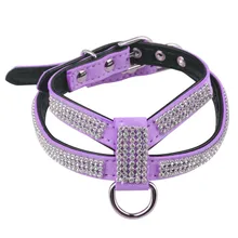 Suede Fabric Rhinestone Dog Harness for Small Dogs