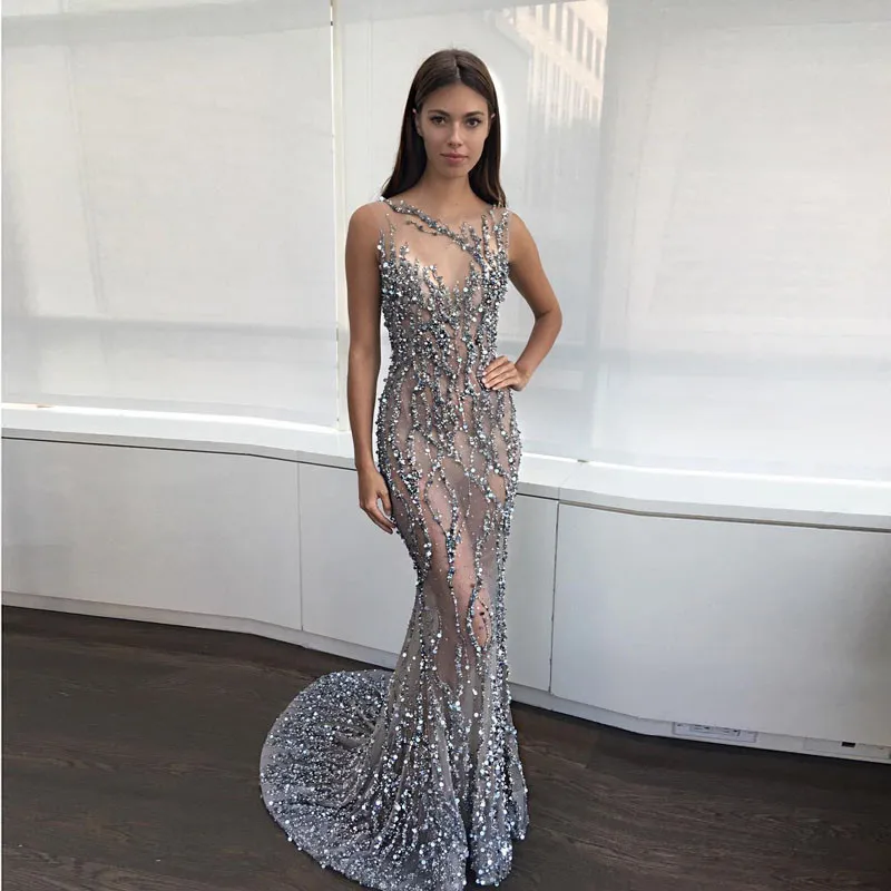 Robe de Soiree 2019 Sexy See Through Crystal Beaded Evening Dresses Long Backless Pageant Gowns Sexy Mermaid Arabia Prom Dresses Robe de Soiree 2019 Sexy See Through Crystal Beaded Evening Dresses Long Backless Pageant Gowns Sexy Mermaid Arabia Prom Dresses