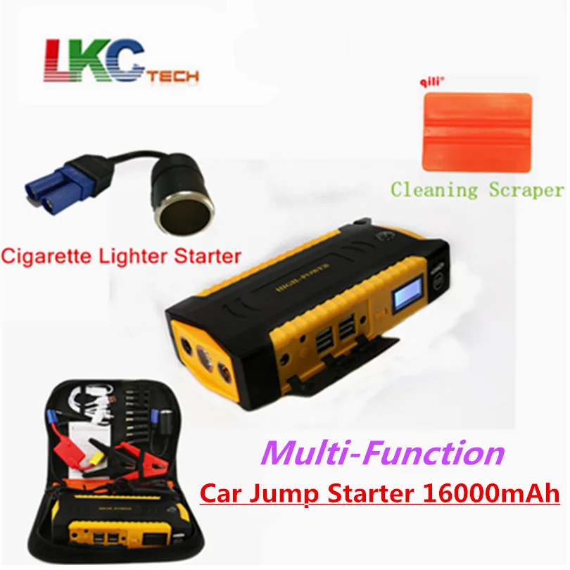 Best Multi-Function Mini Portable Emergency Battery Charger Car Jump Starter 16000mAh Booster Power Bank Starting Device