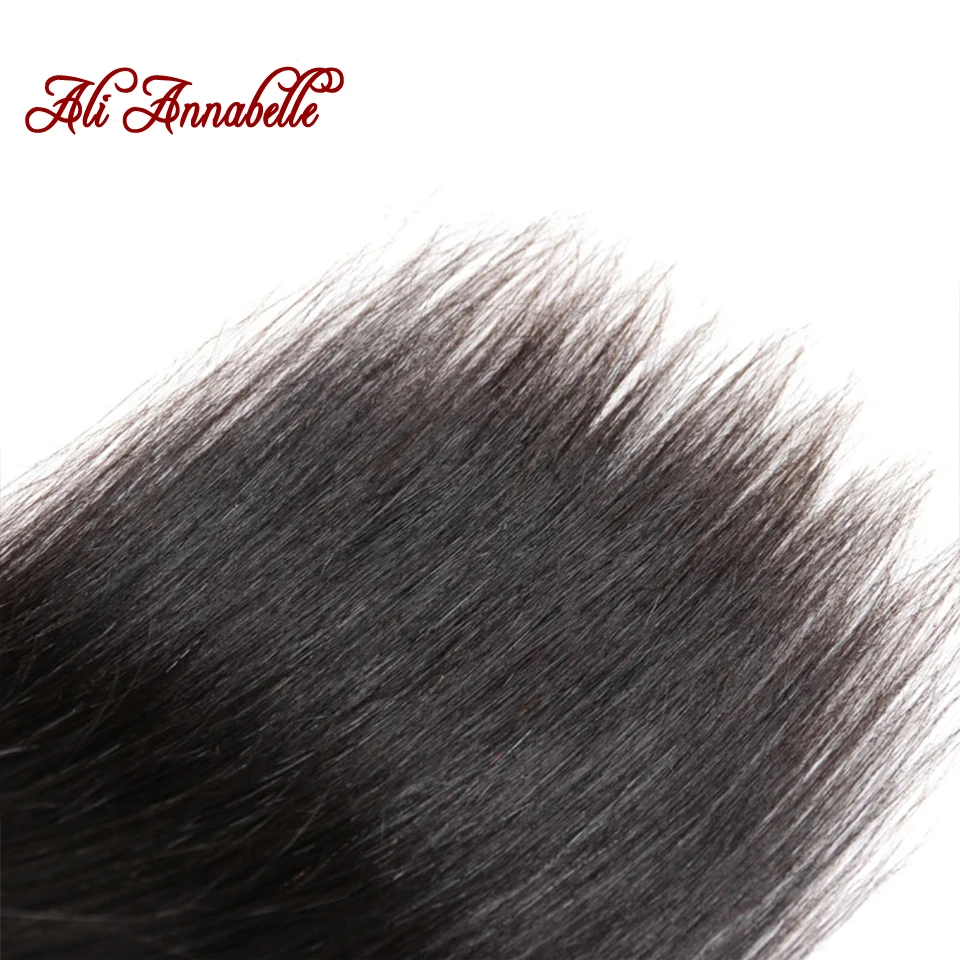 ALI ANNABELLE волосы индийские прямые волосы пучки с закрытием натуральный цвет Remy человеческие волосы плетение 3 Связки с закрытием