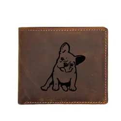 Выгравированная французская собака породы бульдог Винтажный Мужской кошелек с карманом для монет кредитница, кошелек Роскошный мужской