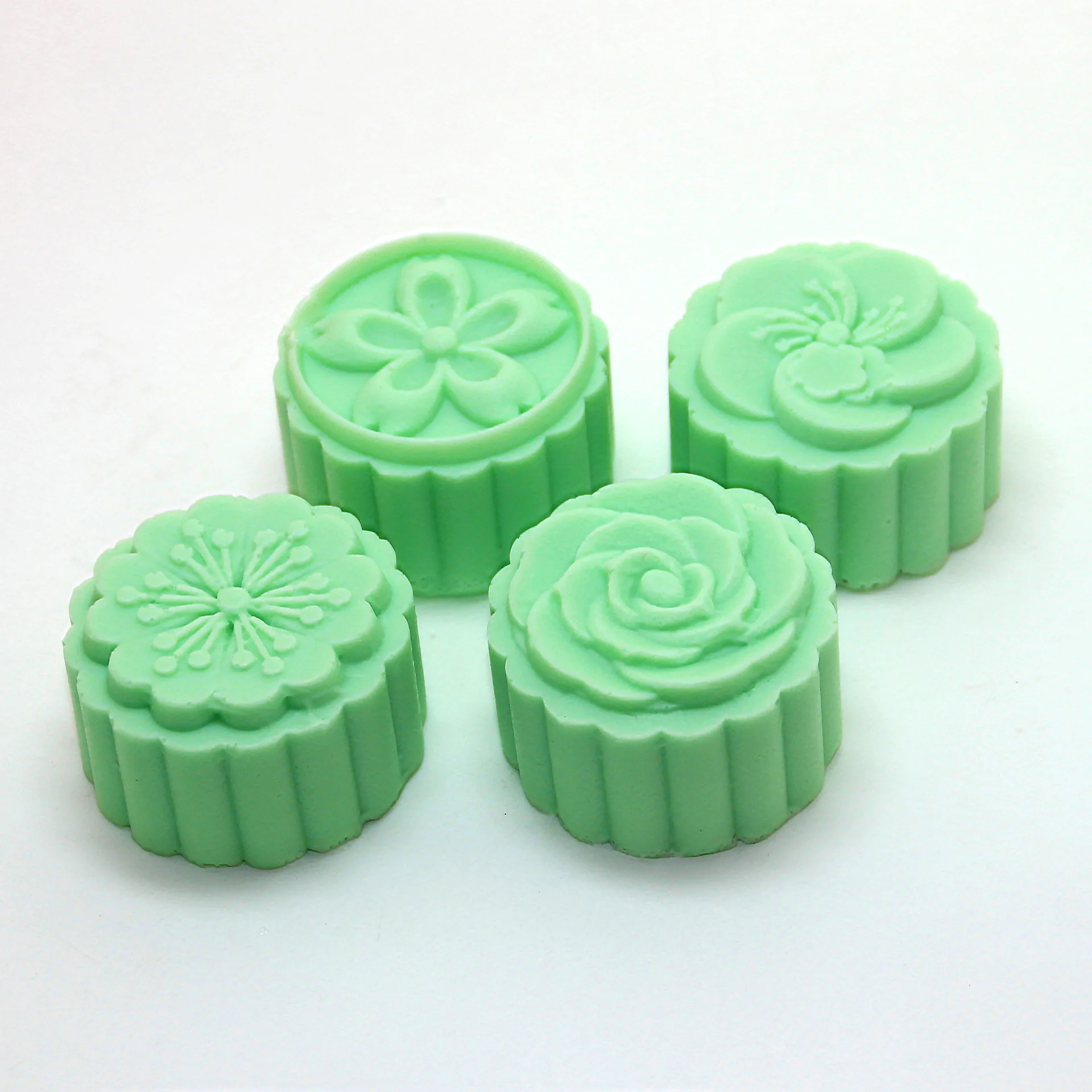 4 Connected Flower Pattern Moon Cake mold manual soap Making soft silicone soap Molds