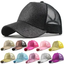 girls cap Ponytail Messy Buns Trucker Plain Baseball Visor Cap Unisex Glitter Hat petten voor mannen cappellini uomo#XP15