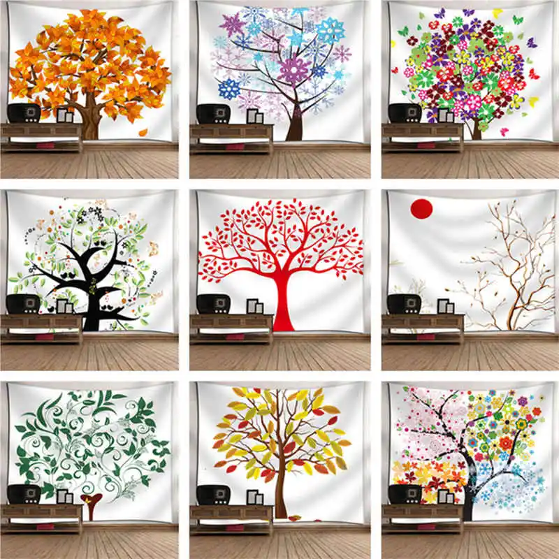 

Wall Hanging Tapestry Living Room Bedroom Dorm DecorTree Enchanted Forest Mystical Lights Digital Printed Tree Life Tapestry