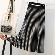 Вязаные юбки больших размеров женские толстые мм трикотажные юбки джокер микро жира большой высокой талии длинная Плиссированная юбка