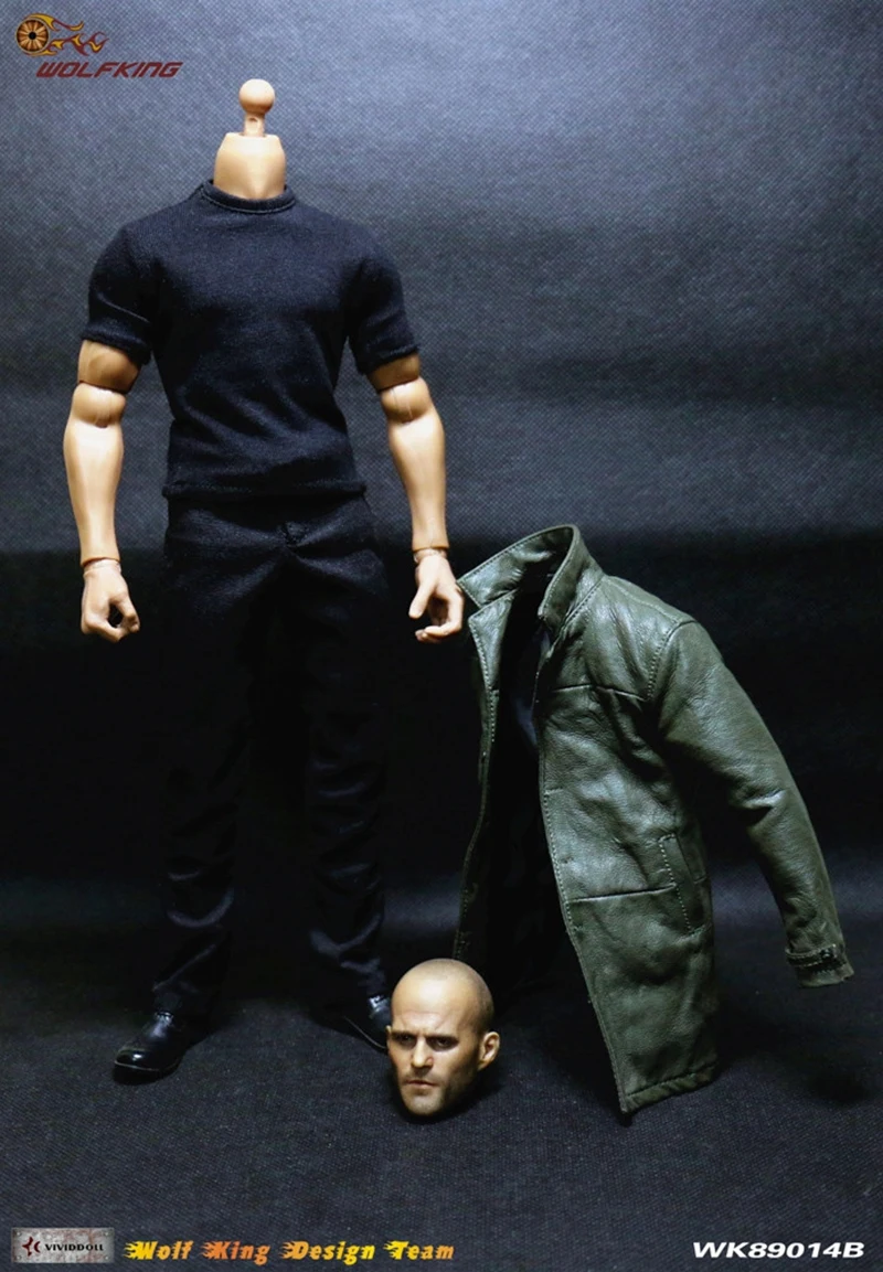 1/6 Scale The Fate of the Furious Jason Statham/Vin Diesel /Dwayne Johnson head and Racing clothing set for man male Body 