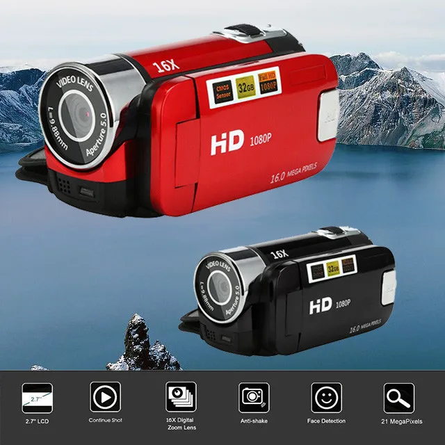 

HIPERDEAL 2.7Inch TFT Screen 16X Digital Zoom DV Video Camcorder HD 1080P Handheld Digital Camera CMOS Sensor Up To 32 GB SD