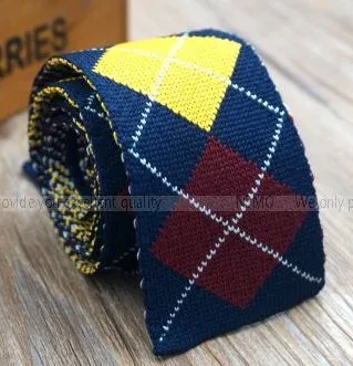 Мужские тонкие галстуки вязанные 5 см темно-синие бордовые обтягивающие Галстуки модные корейские дизайнерские узкие клетчатые Галстуки ручной работы для мужчин 1,97 дюймов - Цвет: Navy Tie