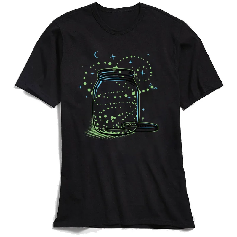 The Empty Jar of Fireflies Round Collar Top T-shirts ostern Day Geek Tops Shirts Short Sleeve Designer 100% Cotton T Shirts Men The Empty Jar of Fireflies black