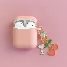 Милый корейский силиконовый чехол для наушников для Apple, аксессуары для airpods, Bluetooth гарнитура, защитный чехол, Вишневое сердце, кольцо для ключей