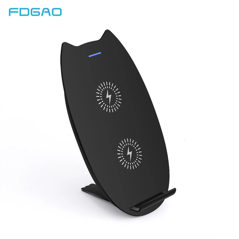 

FDGAO 2 in 1 10W Fast Charging Stand Qi Wireless Charger Pad For iPhone XR XS Max X 8 Samsung S9 S10 S8 Xiaomi mi 9 For AirPods