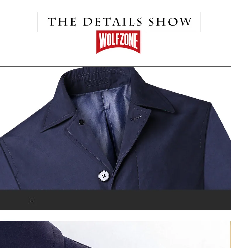 2018 New Spring Mens Casual Trench Coat Khaki blue Longline Thin Windbreaker Coats  (10)