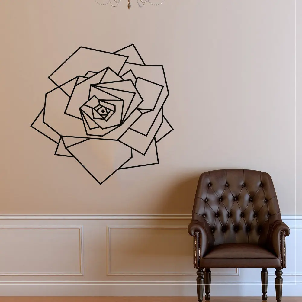Rose Decal Geometry Flower PVC Wall Stickers Wallpaper Home Interior Decoration Girls Room Beauty Salon Wall Decor Tattoo G436