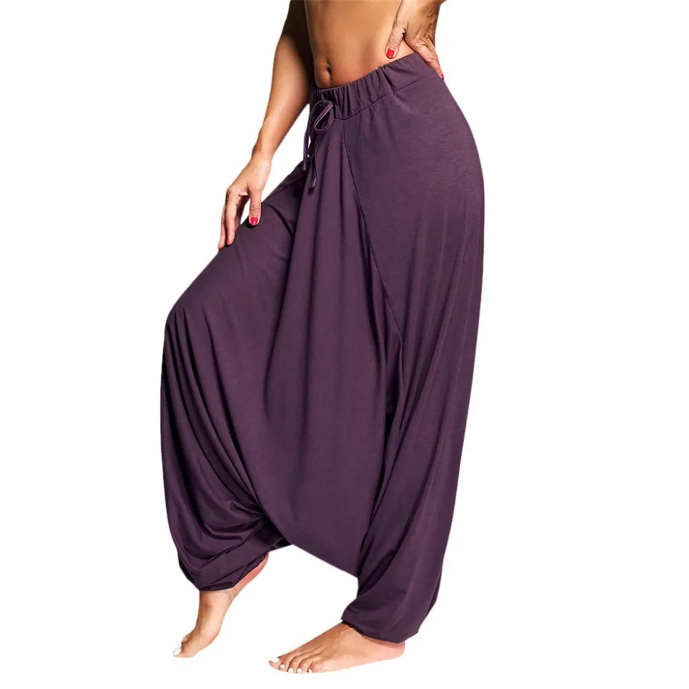 Plus Size High Waist Solid Color Loose Cross-Pants Casual High Waist Loose Cross Pants Women Workout Trousers Sweatpants #20
