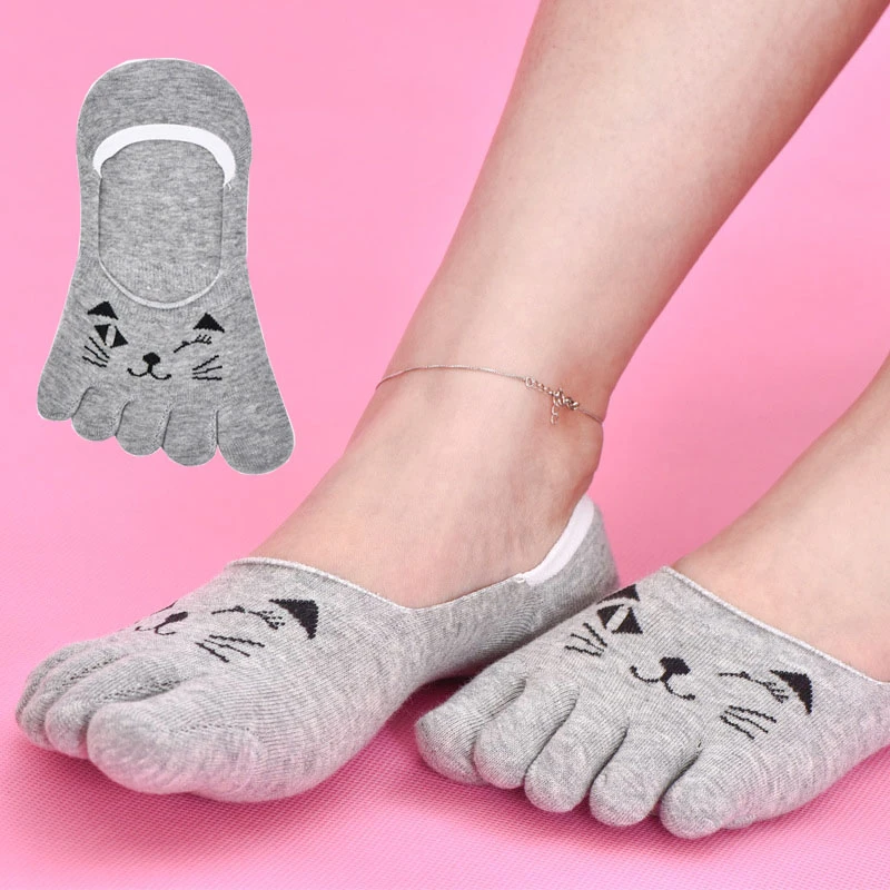 Manera Las Mujeres Invisibles Calcetines Anime Dedos Separados 2017 Animal Feliz Socken femenina Rosa de Algodón Nylon Divertido Medias Japón Cat Art Soks|Pantuflas de - AliExpress