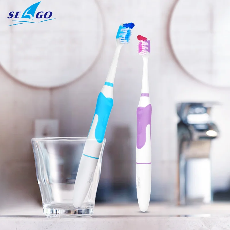 SEAGO Sonic электрическая зубная щетка неперезаряжаемая водостойкая зубные щетки для взрослых с 3 массажная насадка десны зубы белый SG963