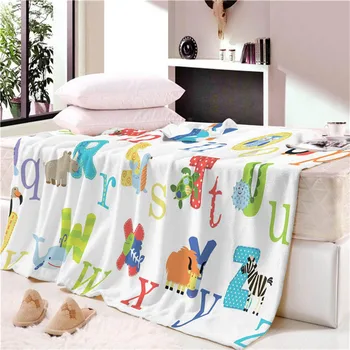 

Nap blanket Super Soft Alphabet Velvet Plush Throw Blanket Art Blanket for Children Beach towel Throw Travel