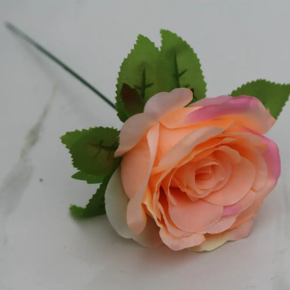 22 цвета DIY одиночная Роза 9 см большая Шелковая Роза искусственная цветы белый красный розовый персик фиолетовый желтый Шампань синий оранжевый - Цвет: 18