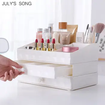 

JULY'S SONG Plastic Makeup Drawer Storage Cosmetic Organizer Box Container Jewelry Storage Box Casket Holder Desktop Sundry Case