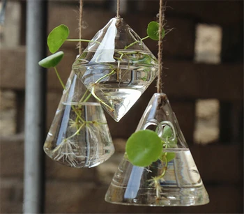 

3pc/Lot Geometric Transparent Glass Hanging Vase Fashion Hydroponic Small Bottle Home Wall Art Decoration
