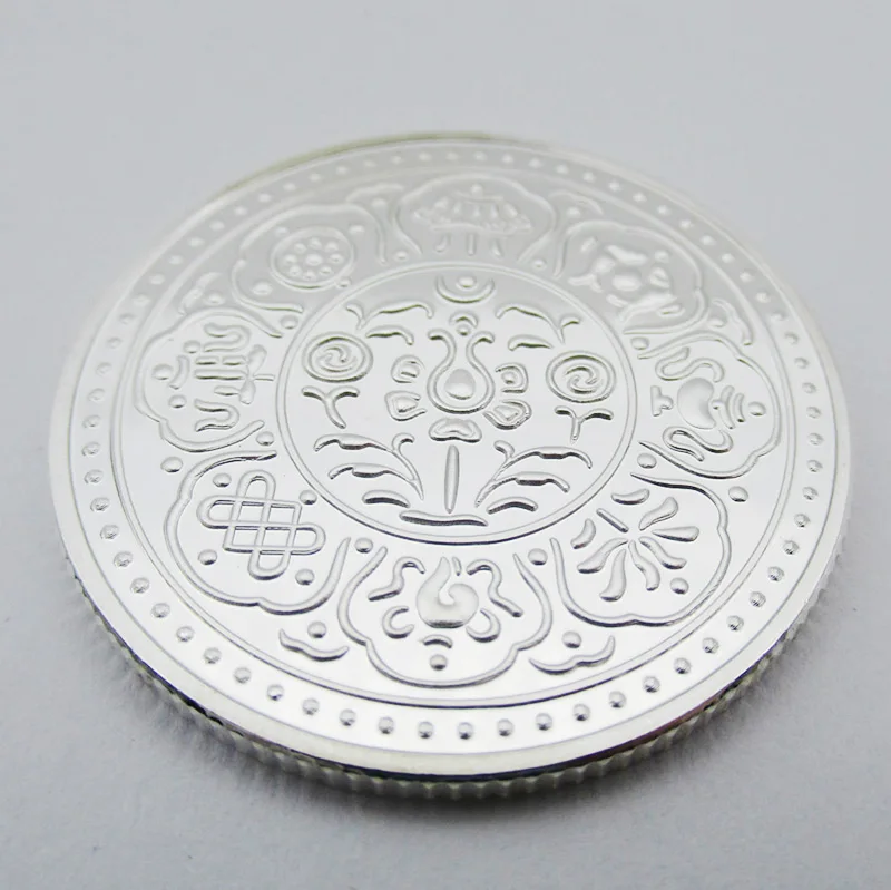 Тибетско-буддистские серебряные памятные монеты, сувенирные металлические ремесленные монеты