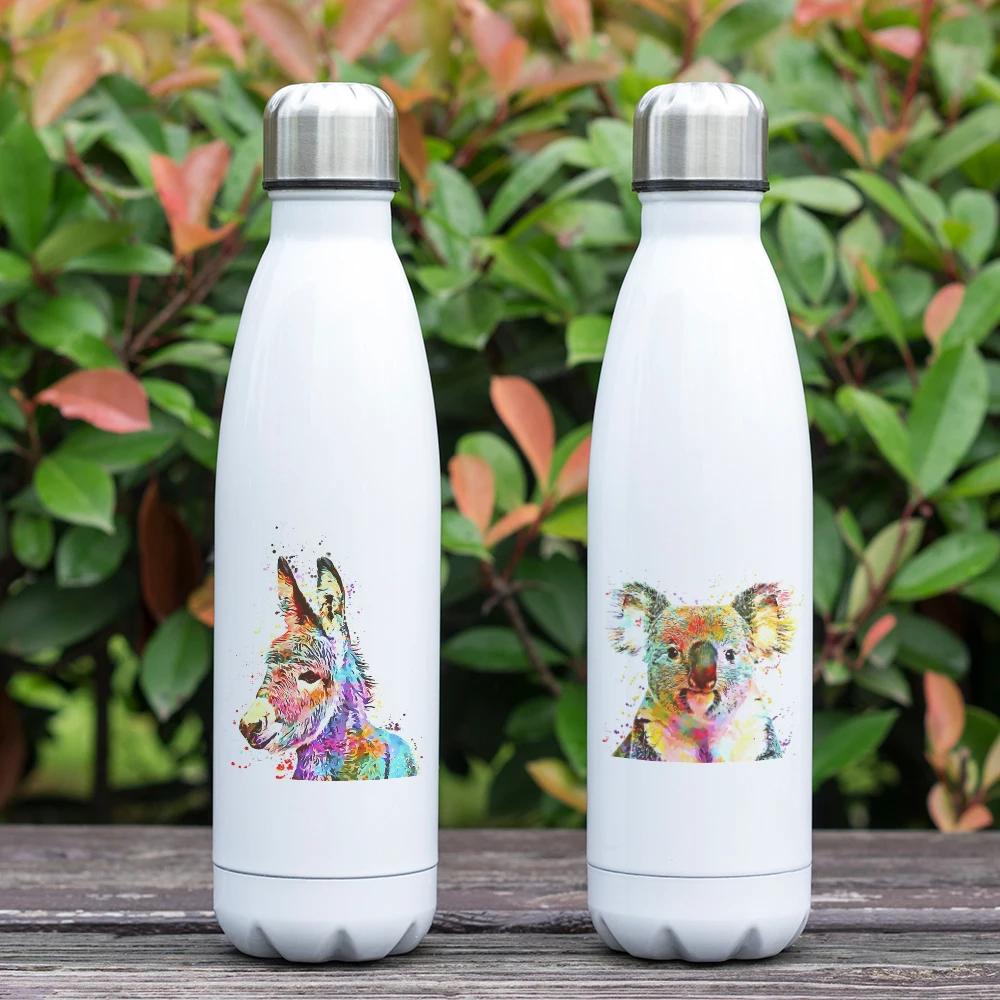 

Wild Animals Thermo Coffee Cup Cool Design Watercolor Animal Themed Vacuum Bottle Insulated Stainless Steel Fantastic Thermos