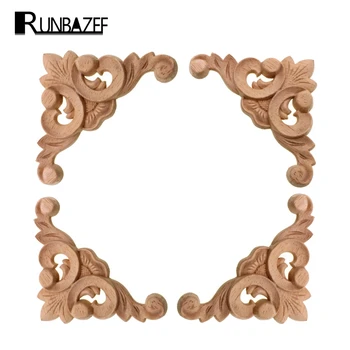 

RUNBAZEF Solid Wood Applique Decorative Flower Floral Background Wall Wardrobe Figurines Miniatures Home Decoration Accessories