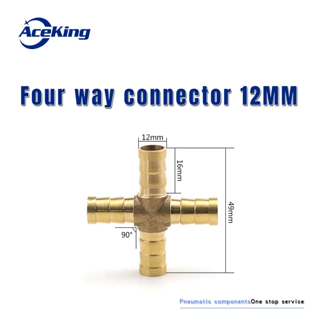 All copper pagoda joint y-type gas pipe three-way gas pipe straight hose joint fitting t-type three-way four-way joint gree head four-way 12MM