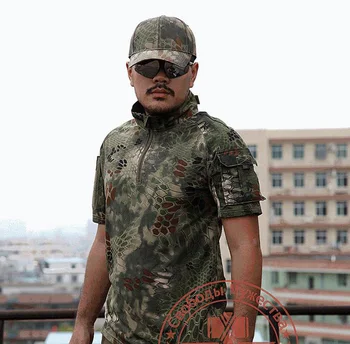 

Army Quality T Shirt Men Summer Outdoors Hunting Camouflage Mens T-shirt Breathable Rattlesnake Tactical Dry Sport TSHIRT