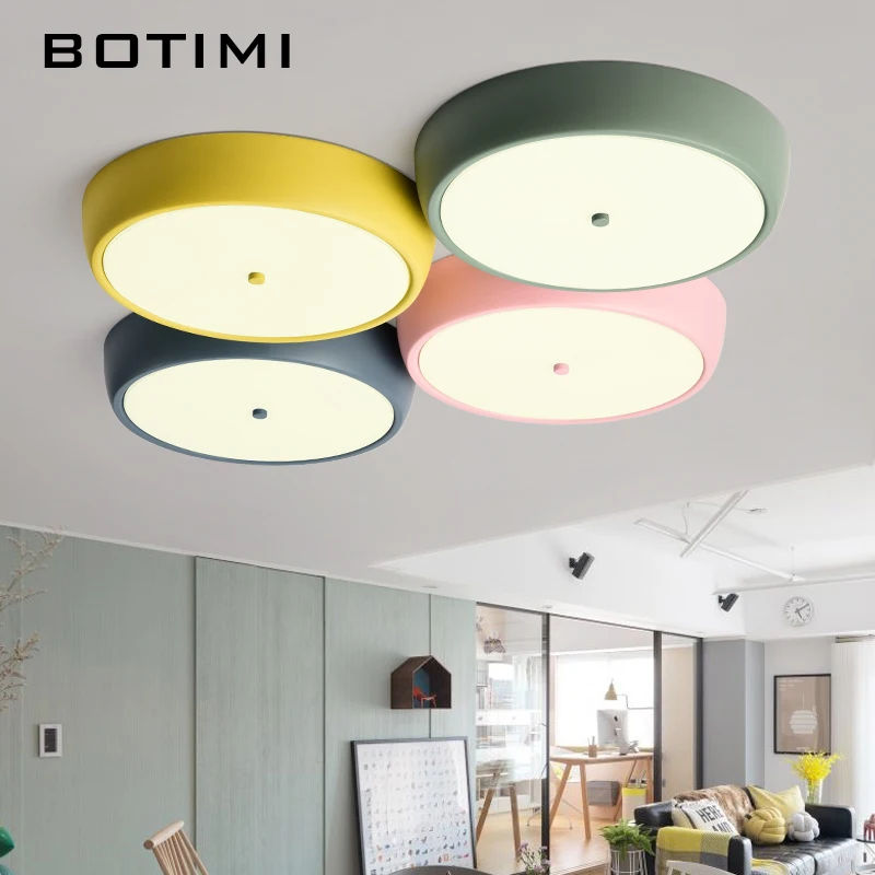 

BOTIMI New Arrival LED Ceiling Lights Colors Surface Mounted Room Lamps in Round Metal Bedroom Lights Modern Kitchen Lamp